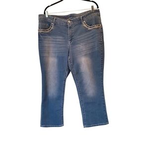 🎆Chic Plus Size Cropped Jeans with Embellished Pockets Size 20W